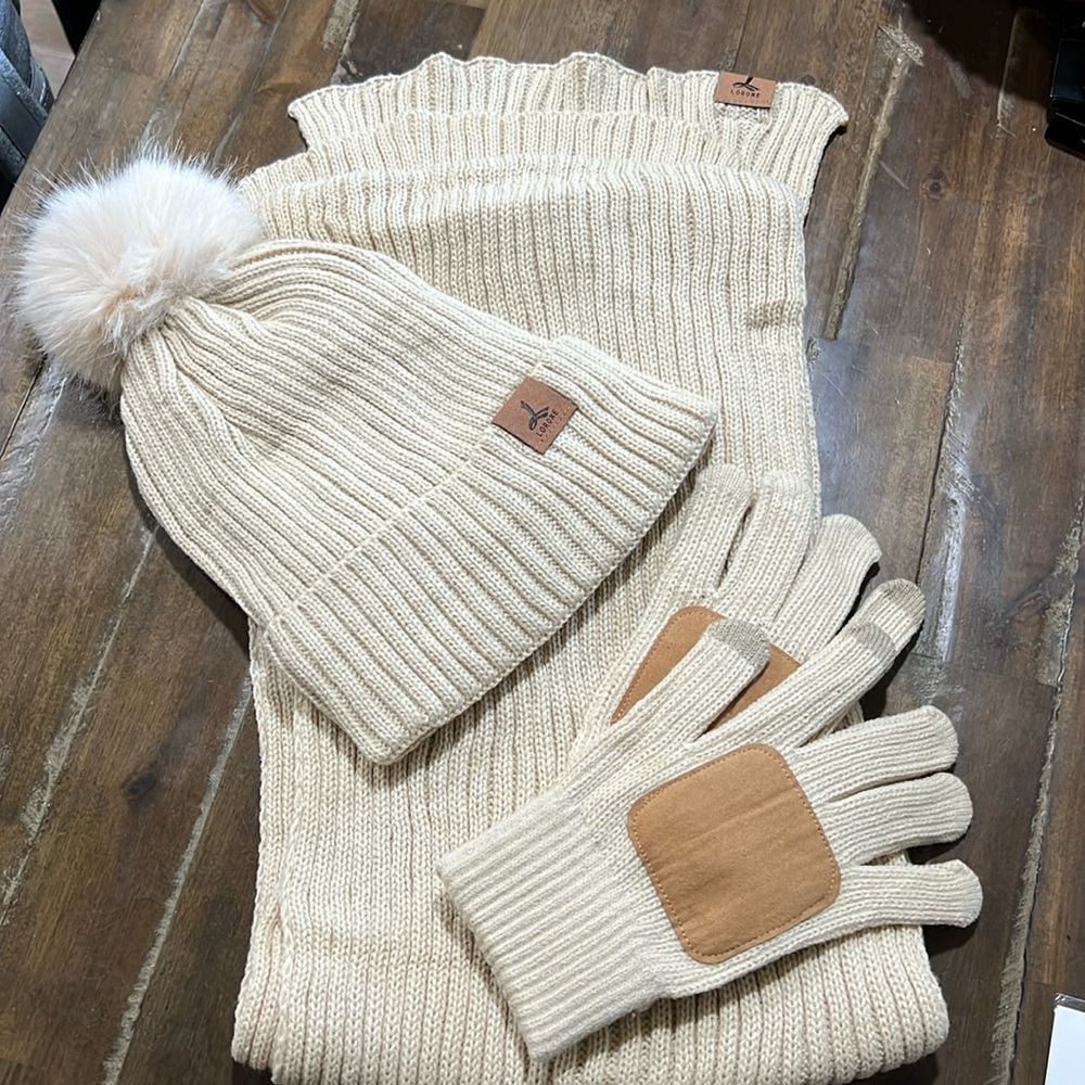 Scarf, hat, glove set
